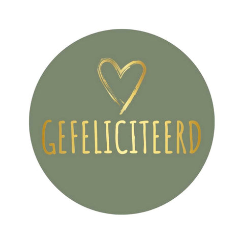 Herzlichen Glückwunsch | Herz gold/olivgrün | 250 Stück -Aufkleber-Etikett-