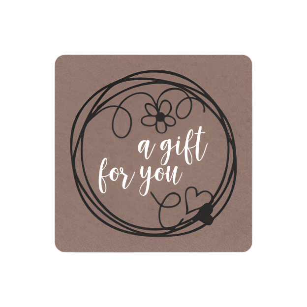 Vierkant Kraft etiket A gift for you - Kadopapier.net