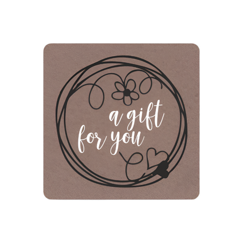 Vierkant Kraft etiket A gift for you - Kadopapier.net