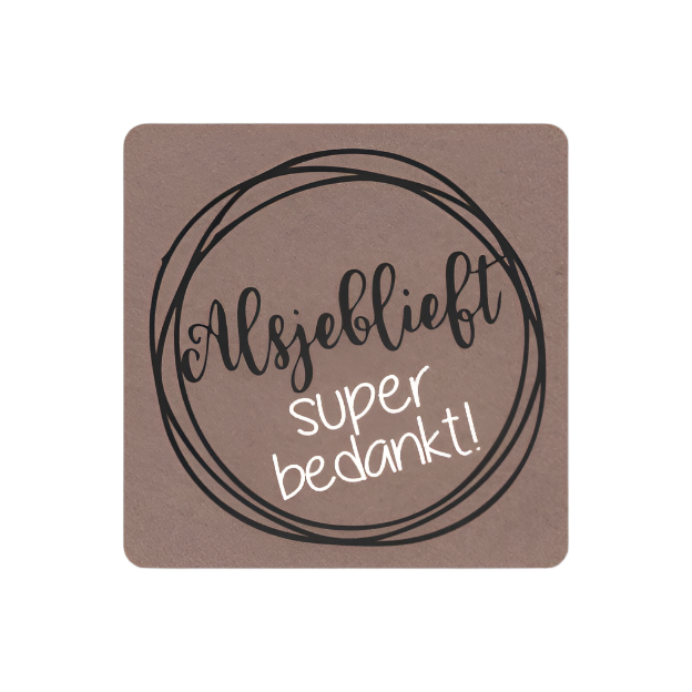 Vierkant Kraft etiket Alsjeblieft Bedankt - Kadopapier.net