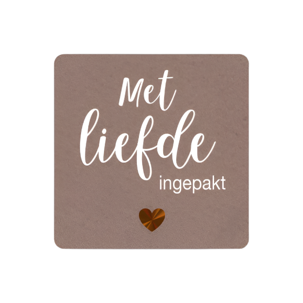 Vierkant Kraft etiket Met liefde ingepakt - Kadopapier.net
