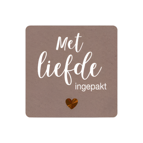 Vierkant Kraft etiket Met liefde ingepakt - Kadopapier.net