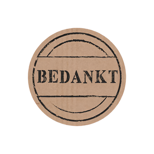 Wensetiketten Rond kraft Bedankt - Kadopapier.net