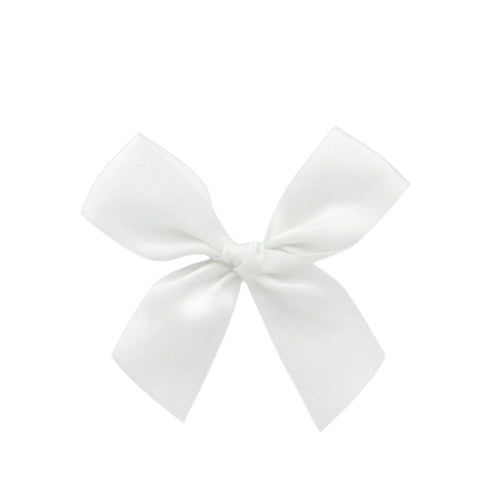 Wit Satijnen strikje met plakker - Kadopapier.net