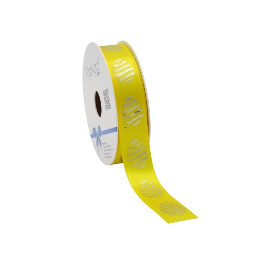 Orange Easter ribbon with golden eggs 23mm x 25m