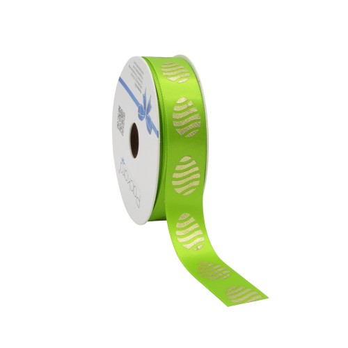 Spring green Easter ribbon with golden eggs 23mm x 25mtr